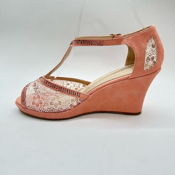 Top Moda Sandal Womens 7.5‎ Pink  Rhinestone Strappy Lace Sandal NEW - Picture 4 of 8